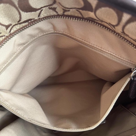 Coach Brown Signature Canvas Tote with Dark Leather Trim - Picture 6 of 8